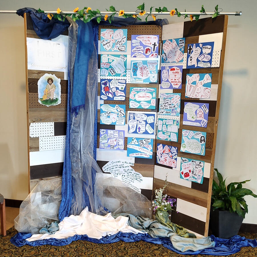 Display for children's art at a church